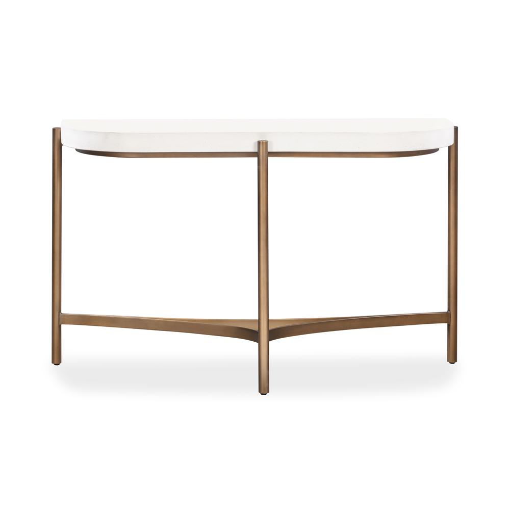 Lyon Semi-circular White Concrete and Metal Console Table. Picture 2
