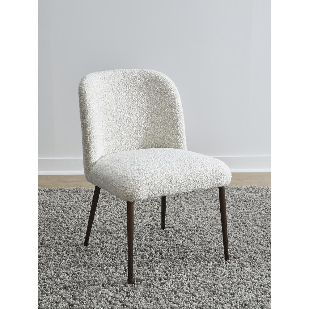 Avery Upholstered Dining Chair in Ricotta Boucle and Bronze Metal, set of 2. Picture 6