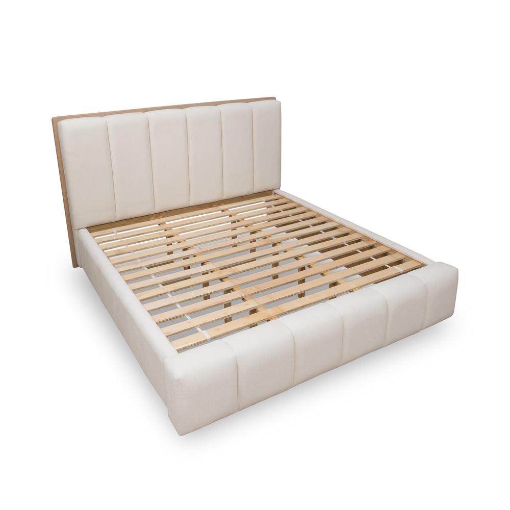 Gardenia Wood Frame Upholstered Platform Bed in Cotton and Chai. Picture 7