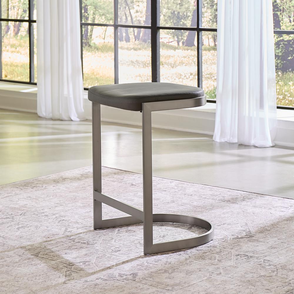 Oxford Backless Counter Stool in Davy's Grey, set of 2. Picture 2