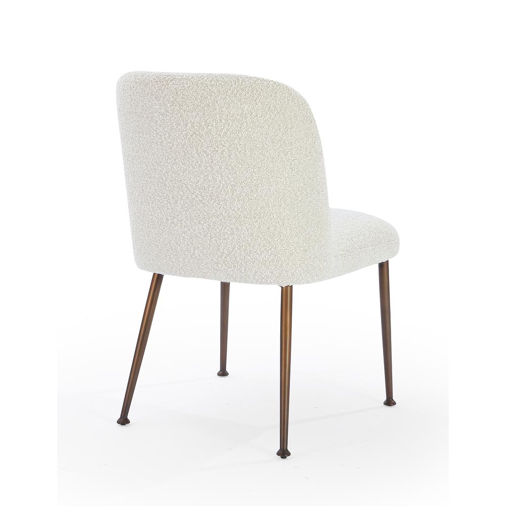 Avery Upholstered Dining Chair in Ricotta Boucle and Bronze Metal, set of 2. Picture 4