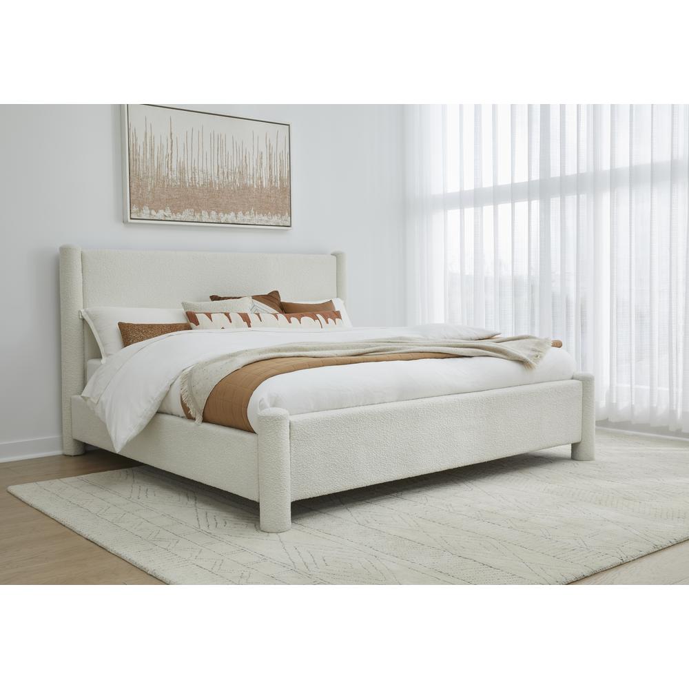 Burke Upholstered Platform Bed in Cottage Cheese Boucle. Picture 3