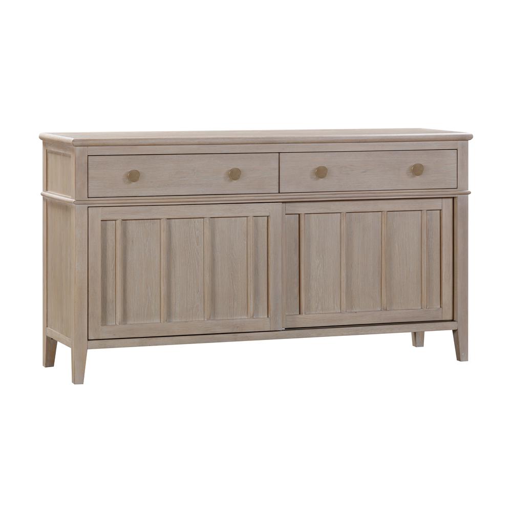 Camden Two Drawer Two Door Oak Wood Sideboard in Chai. Picture 4