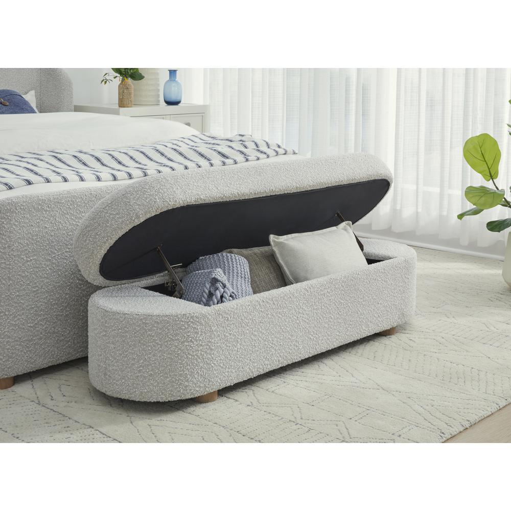 Kiki Upholstered Hinged Storage Bench in Cotton Ball Boucle. Picture 2