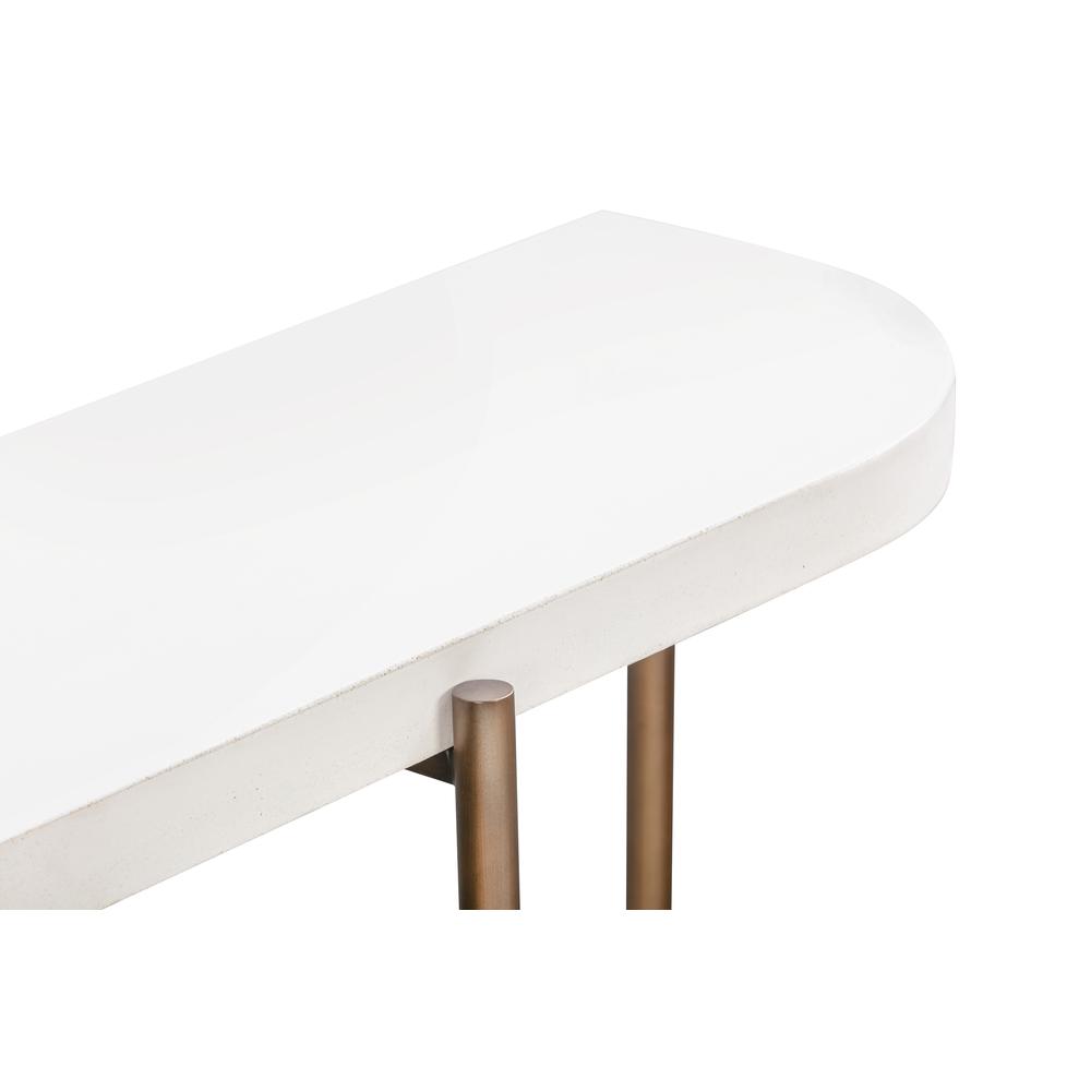 Lyon Semi-circular White Concrete and Metal Console Table. Picture 4