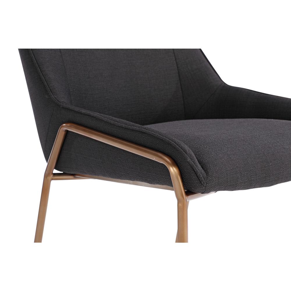 Cyrus Upholstered Dining Chair in Coal Fabric and Brushed Bronze Metal, set of 2. Picture 7