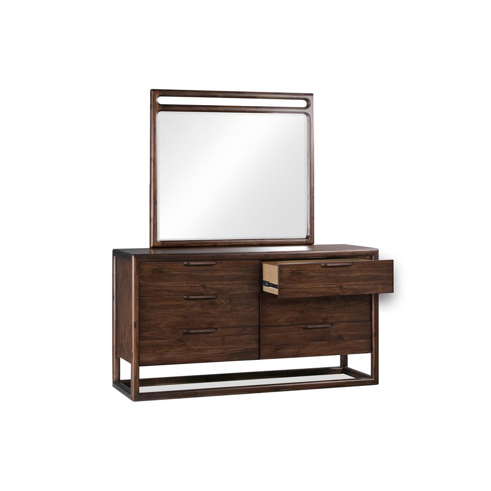 Sol Six Drawer Acacia Wood Dresser in Brown Spice. Picture 5