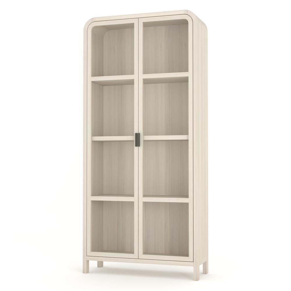 Drake Glass Door Wooden Bookcase in Sugar. Picture 1