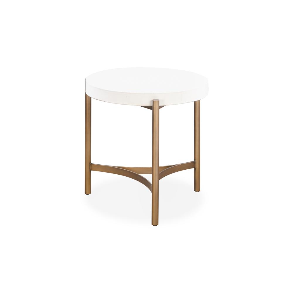 Lyon Round White Concrete and Metal Side Table. Picture 1