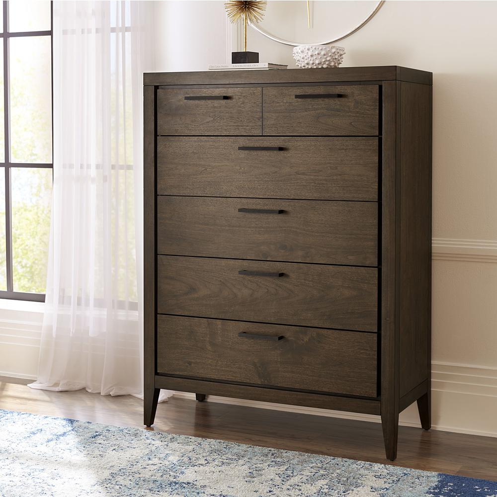 Boracay Five Drawer Walnut Chest in Wild Oats Brown (2024). Picture 1