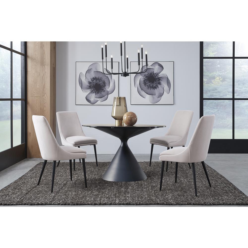 Winston Upholstered Metal Leg Dining Chair in Ash Grey and Black, set of 2. Picture 2