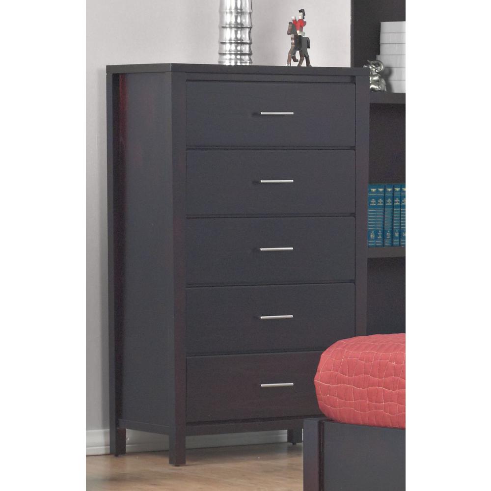 Nevis Five Drawer Chest in Espresso (2024). Picture 5