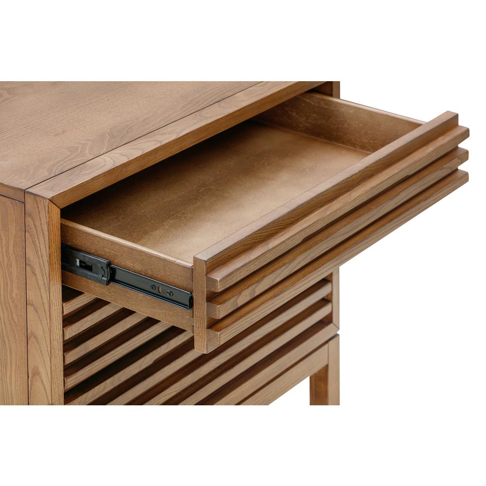 Tanner Three Drawer Ash Wood Nightstand in Roux. Picture 3