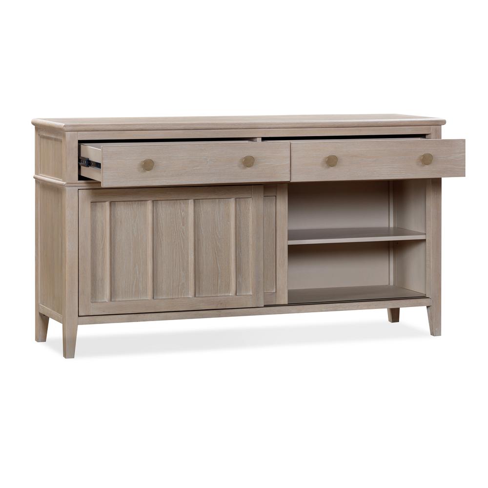 Camden Two Drawer Two Door Oak Wood Sideboard in Chai. Picture 5