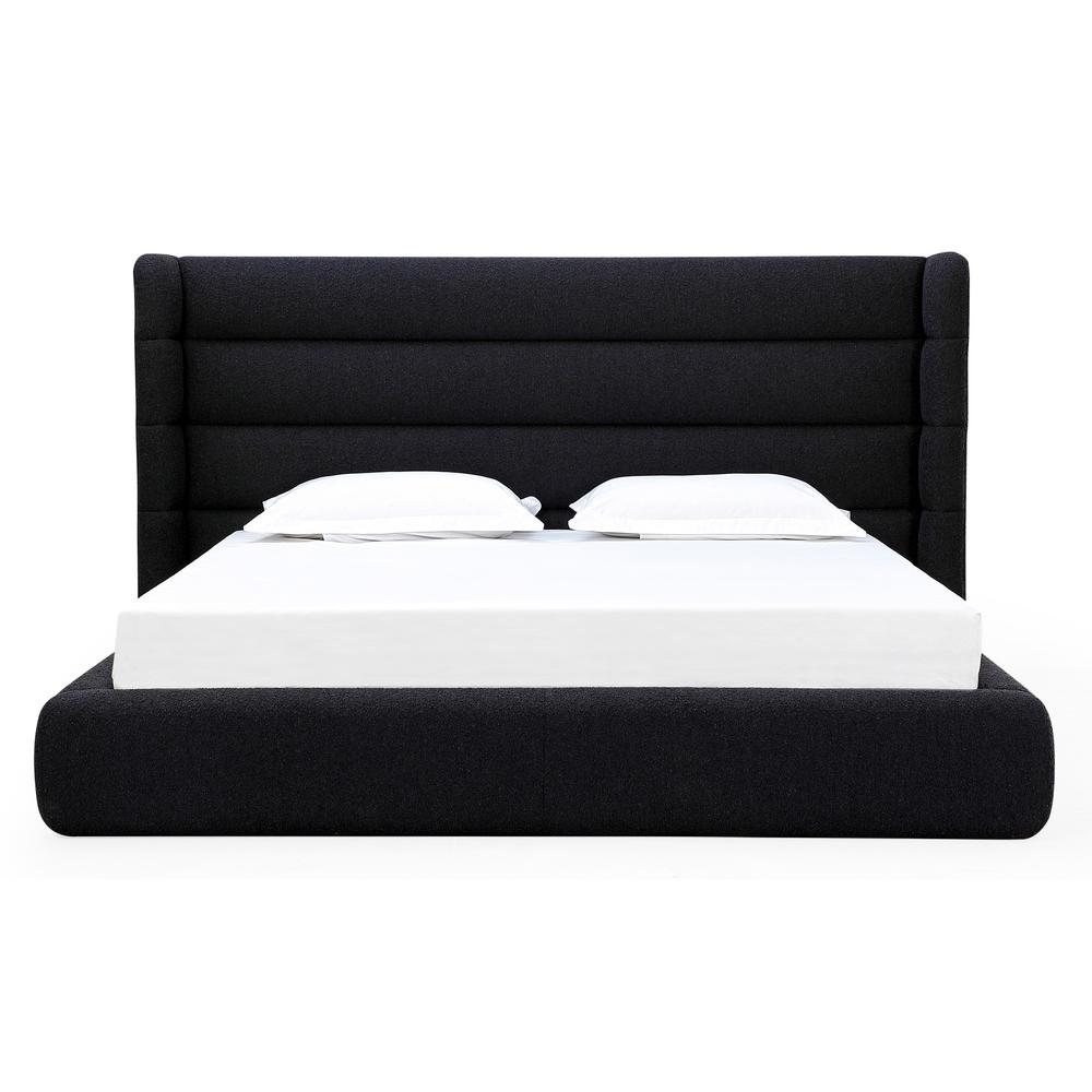 Frank Upholstered Wingback Platform Bed in Ember Boucle. Picture 1