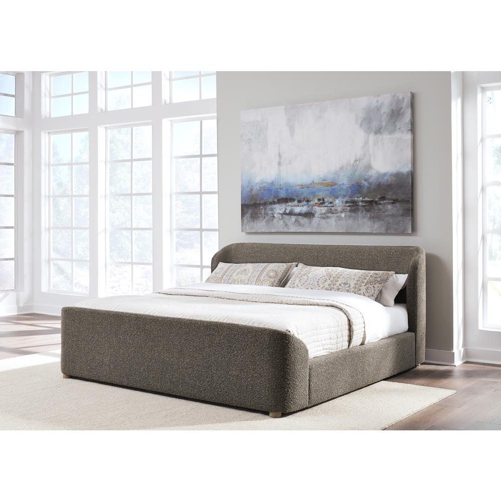Kiki Upholstered Platform Bed in Pumpernickel Boucle. Picture 5