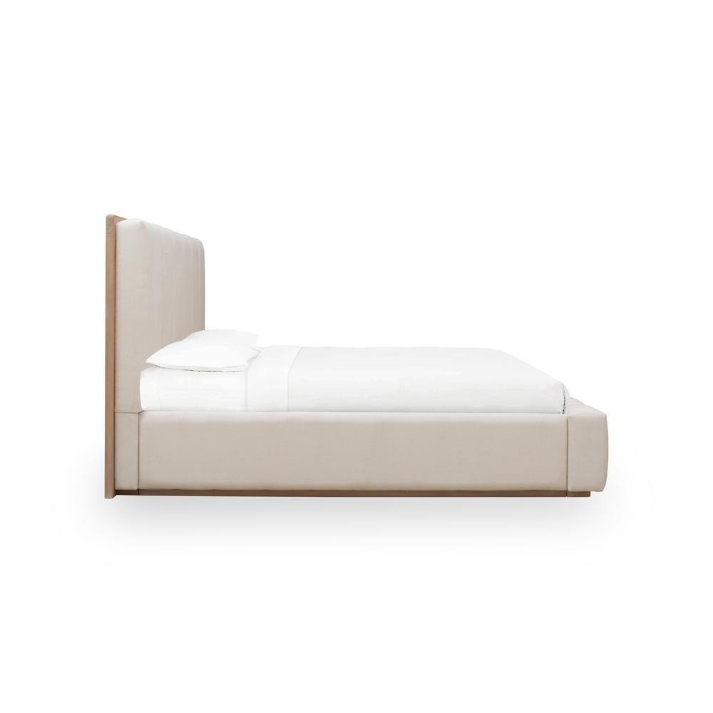 Gardenia Wood Frame Upholstered Platform Bed in Cotton and Chai. Picture 3