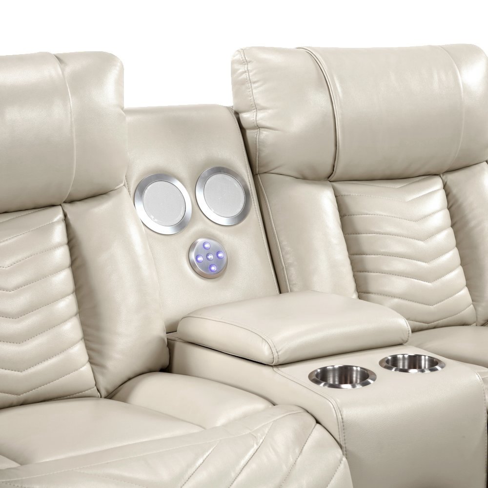 Sensa Power Reclining Loveseat.withBluetooth Speaker with Led Belt Beige. Picture 6
