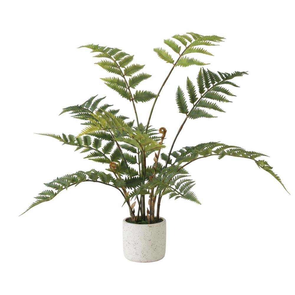 Artificial Fern In A Cement Pot. Picture 1