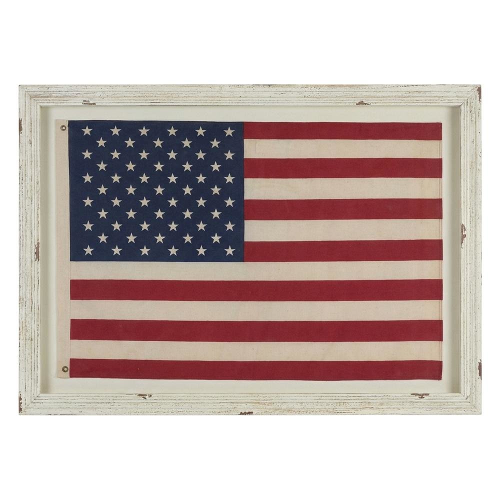 Large Framed American Flag Under Glass. Picture 1