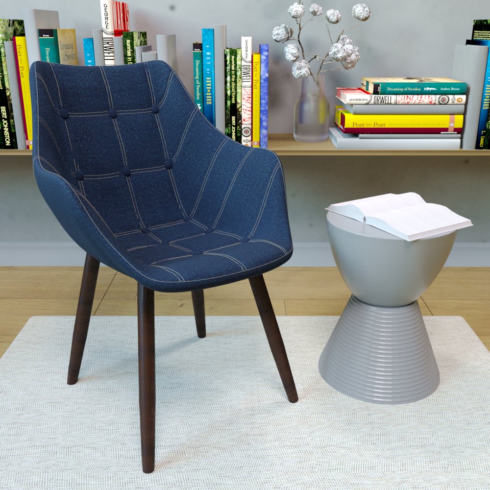 Milburn Tufted Denim Lounge Chair. Picture 5