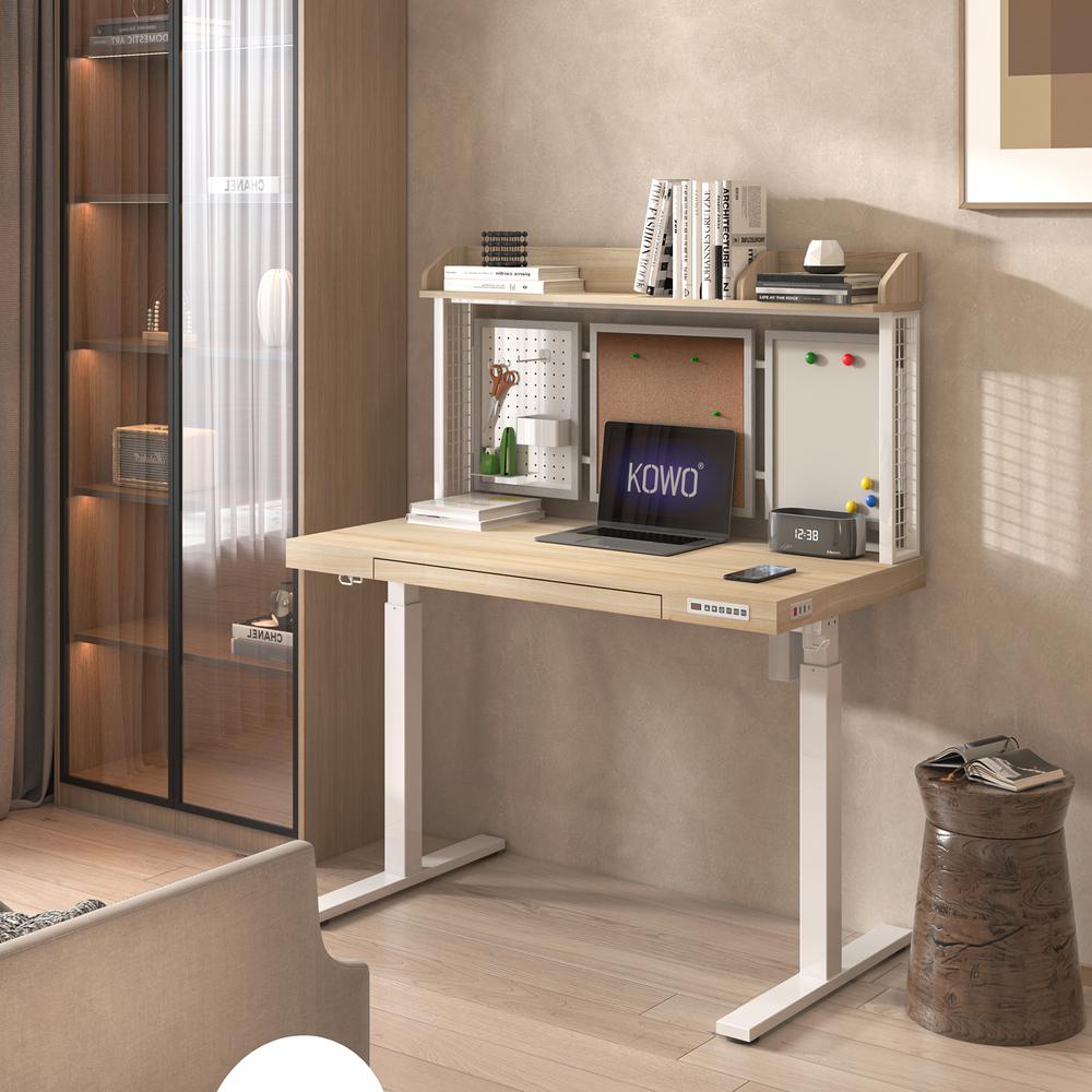 48" Electric Height Adjustable Standing Desk With Back Board And Drawer. Picture 5