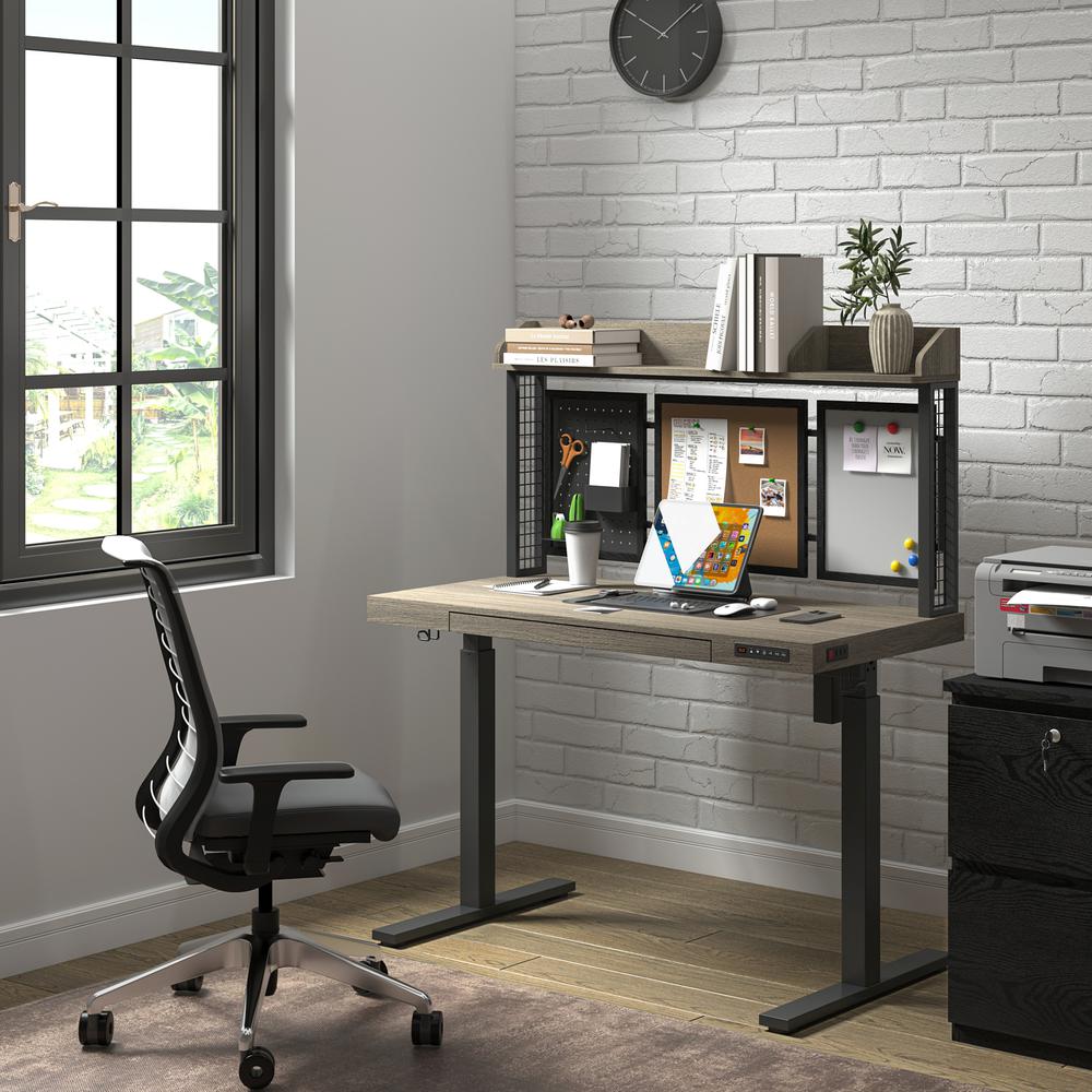 48" Electric Height Adjustable Standing Desk With Back Board And Drawer. Picture 2