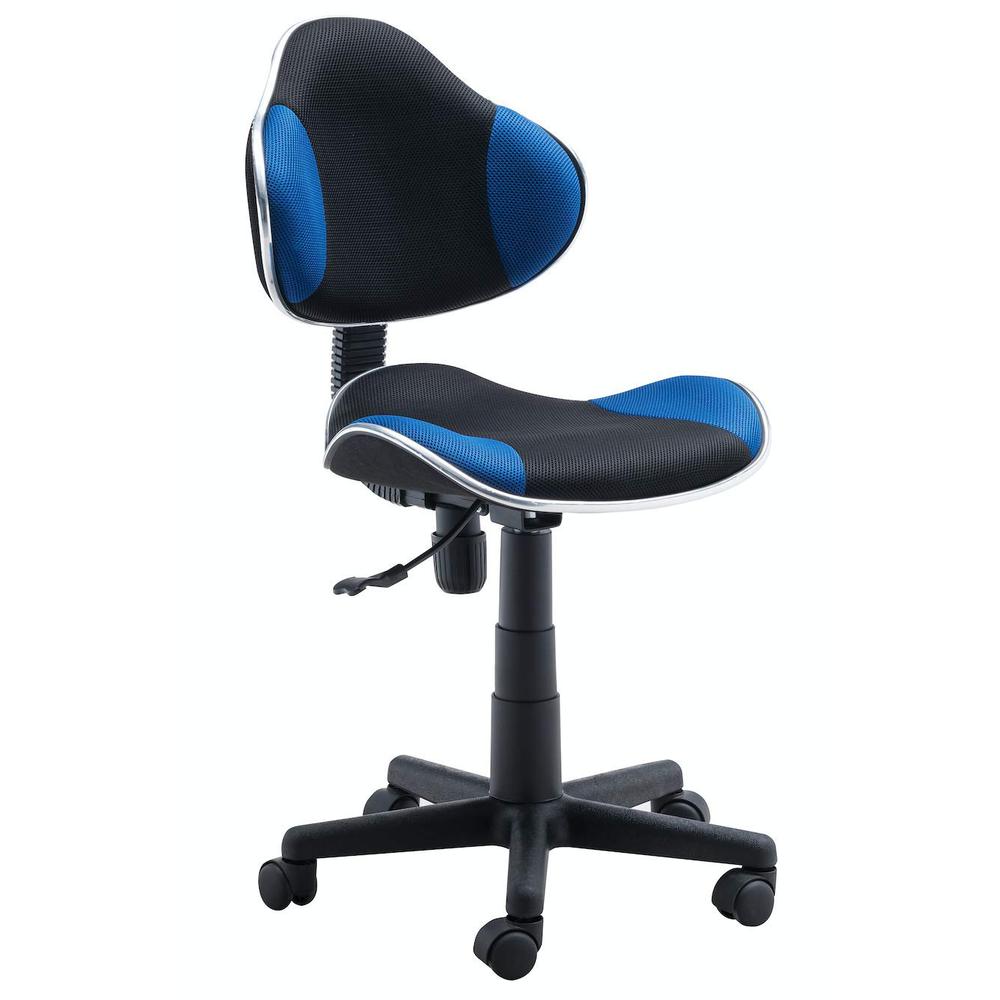 Home Office Low Back Computer Executive Chair, Black/Blue. Picture 1