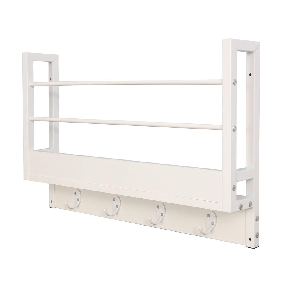 Floating Book Shelf Coat Rack, White, Set Of 2…. Picture 1