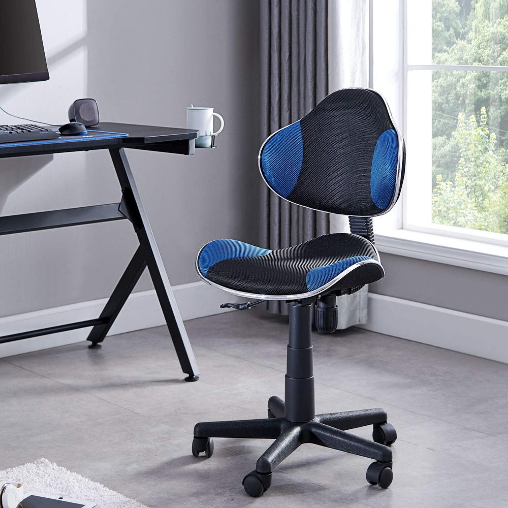 Home Office Low Back Computer Executive Chair, Black/Blue. Picture 2