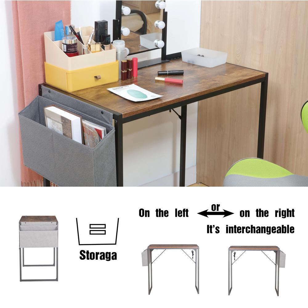Small Computer Desk Simple Style Writing Desk, Rustic Brown/Black. Picture 7