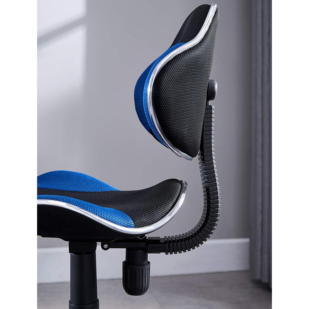 Home Office Low Back Computer Executive Chair, Black/Blue. Picture 5