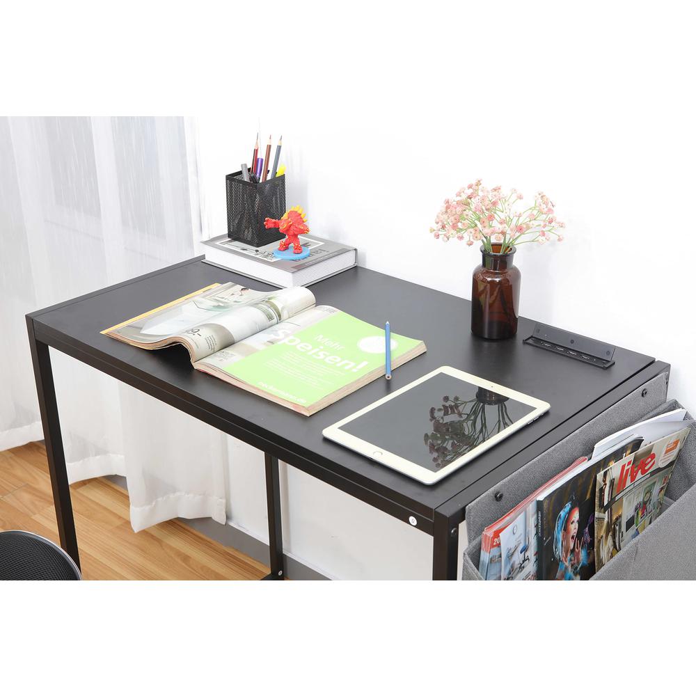 Small Computer Desk Simple Style Writing Desk, White/Pink. Picture 3