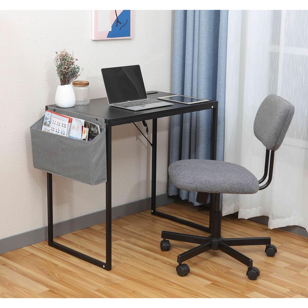 Small Computer Desk Simple Style Writing Desk, White/Pink. Picture 1