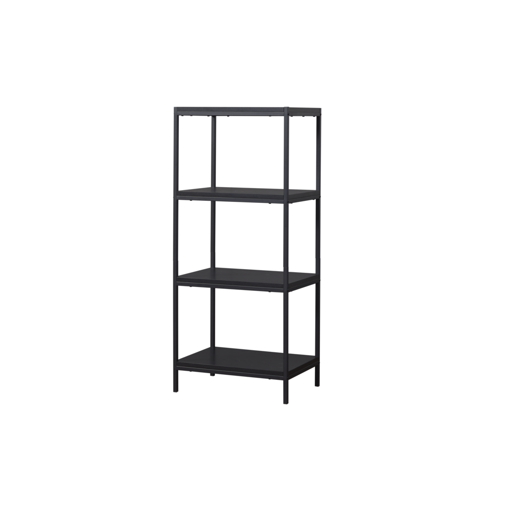 4-Tier Transitional Wood Bookshelf With Open Shelves In Black. Picture 1