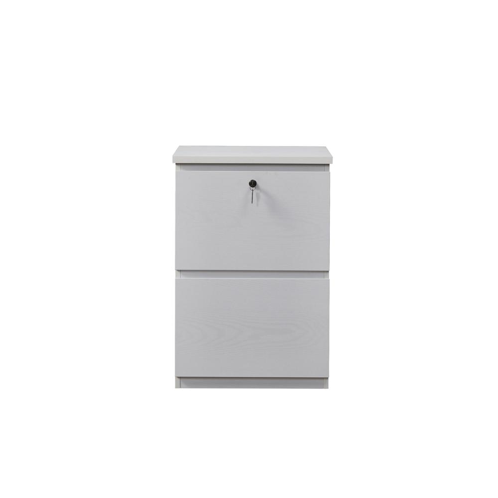 2 Drawer Wood File Cabinet With Lock, White. Picture 5