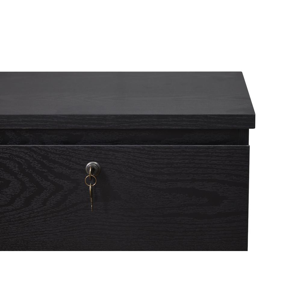 2 Drawer Wood File Cabinet With Lock, Black. Picture 5