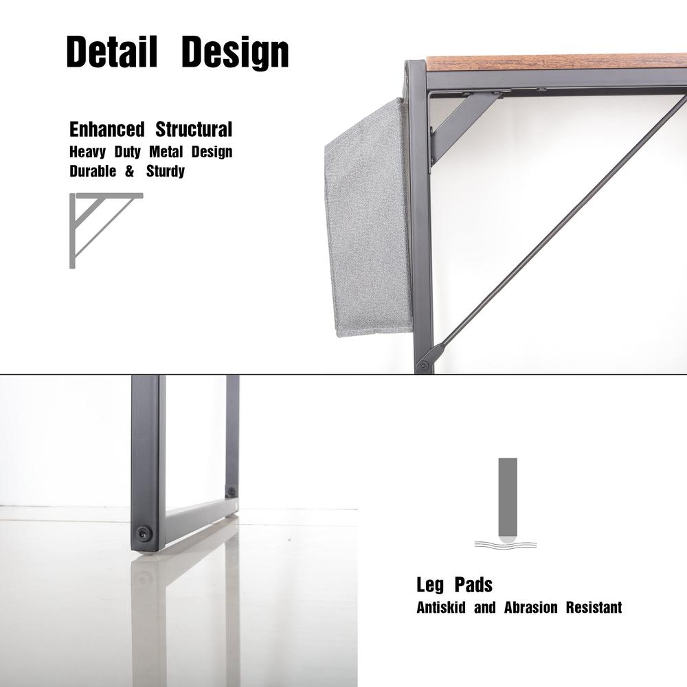 Small Computer Desk Simple Style Writing Desk, Rustic Brown/Black…. Picture 5