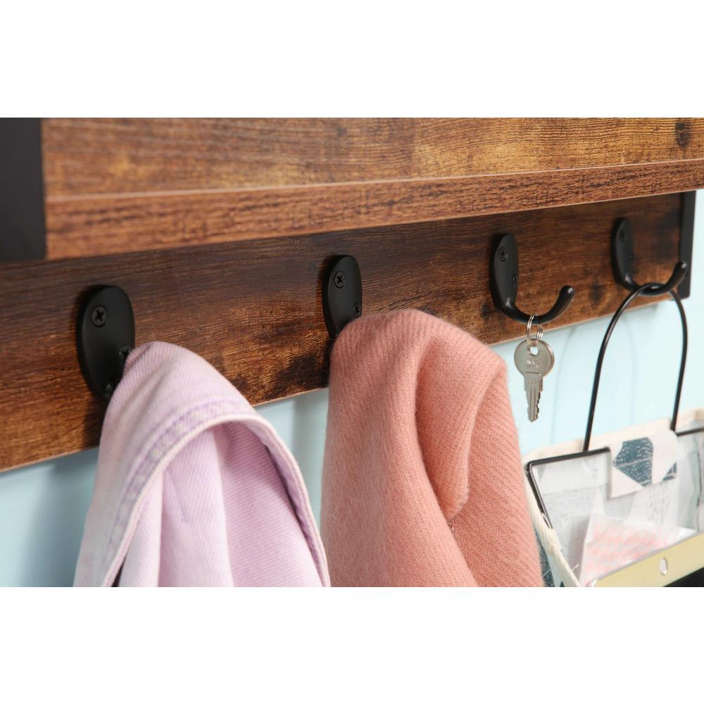 Floating Book Shelf Coat Rack, Rustic Brown, Set Of 3. Picture 3
