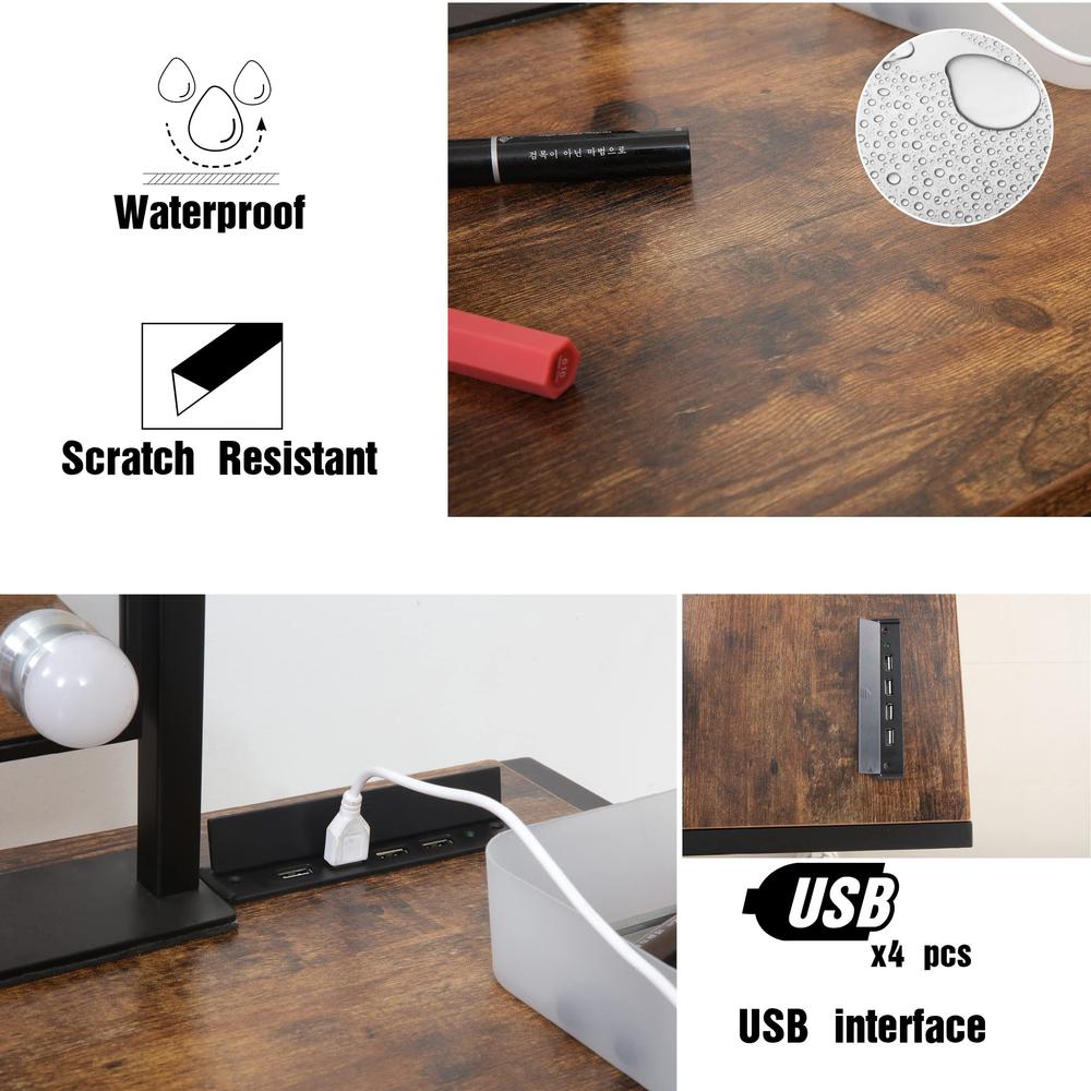 Small Computer Desk Simple Style Writing Desk, Rustic Brown/Black…. Picture 6