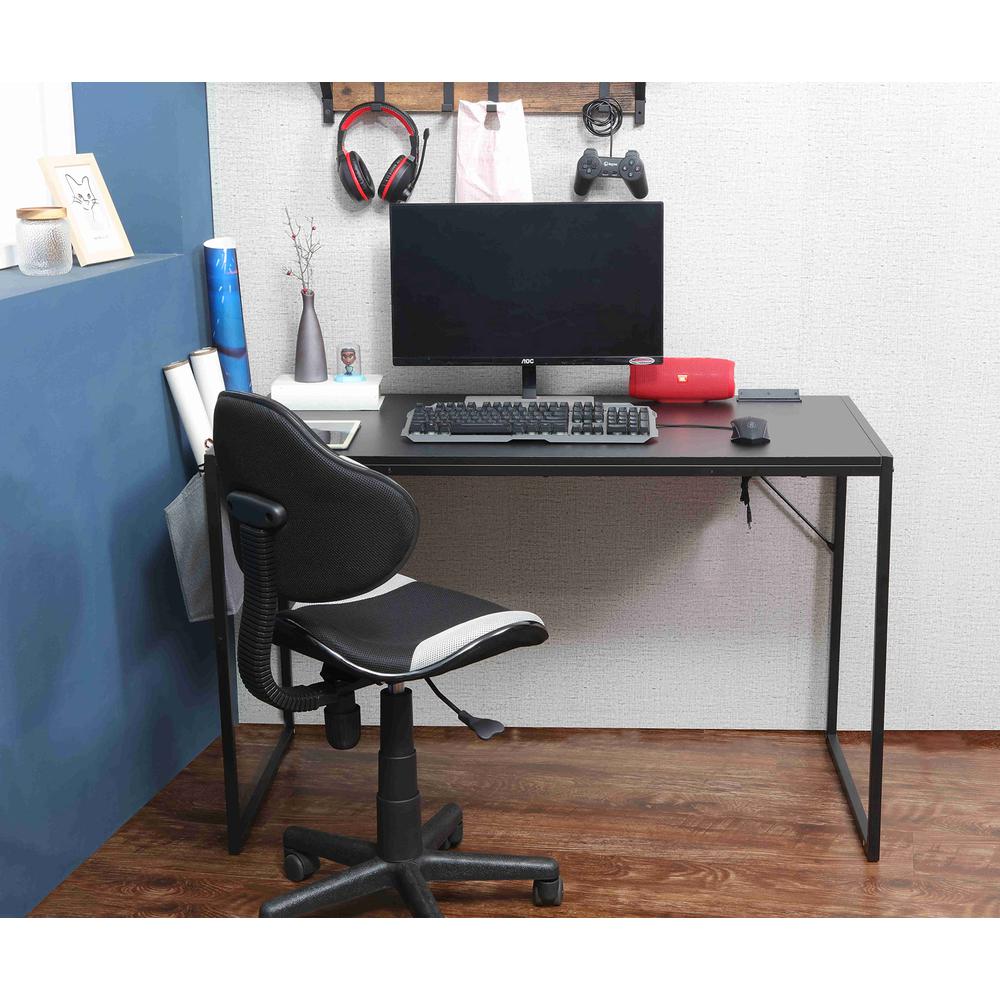 Small Computer Desk Simple Style Writing Desk, White/Pink. Picture 2