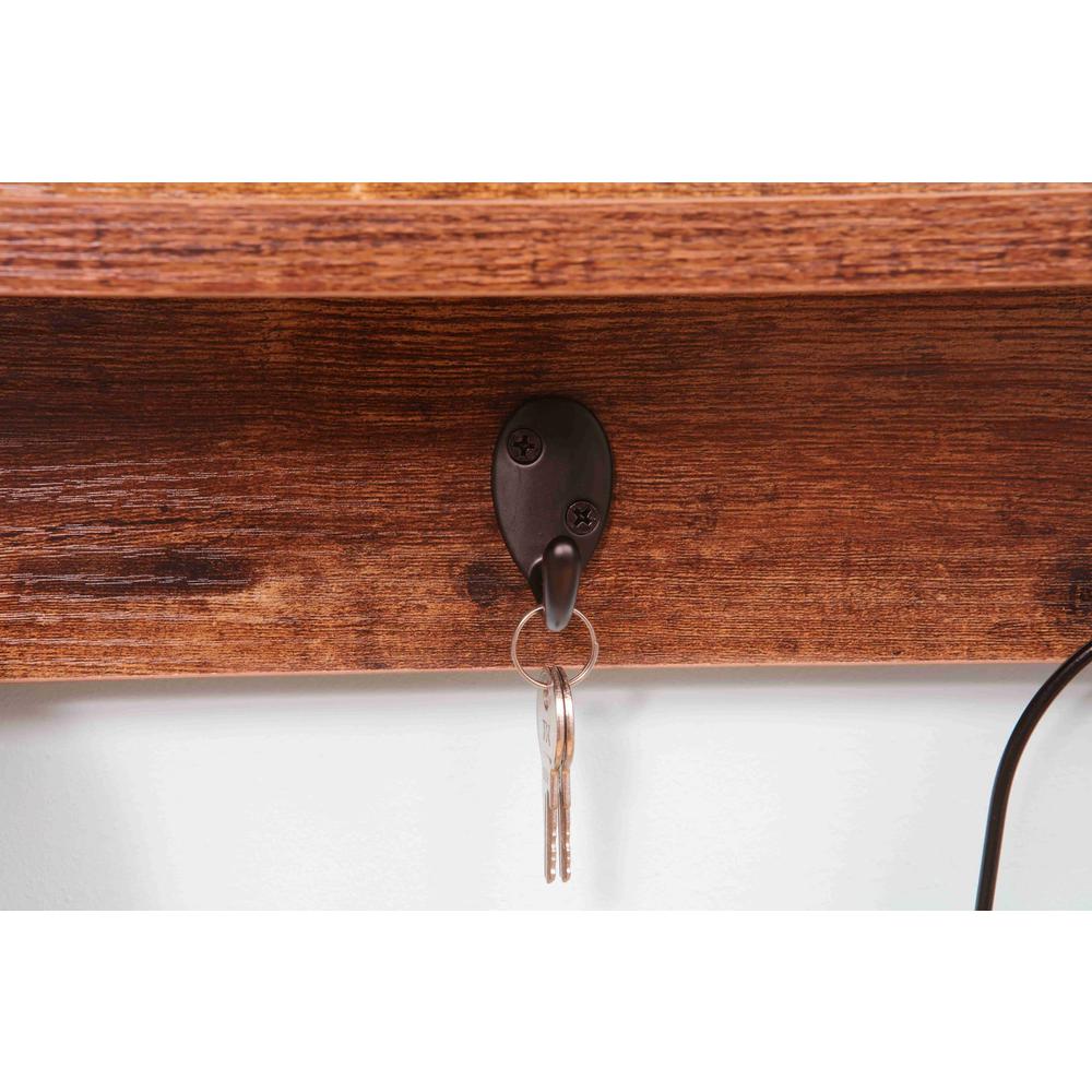 Floating Book Shelf Coat Rack, Rustic Brown, Set Of 3. Picture 4