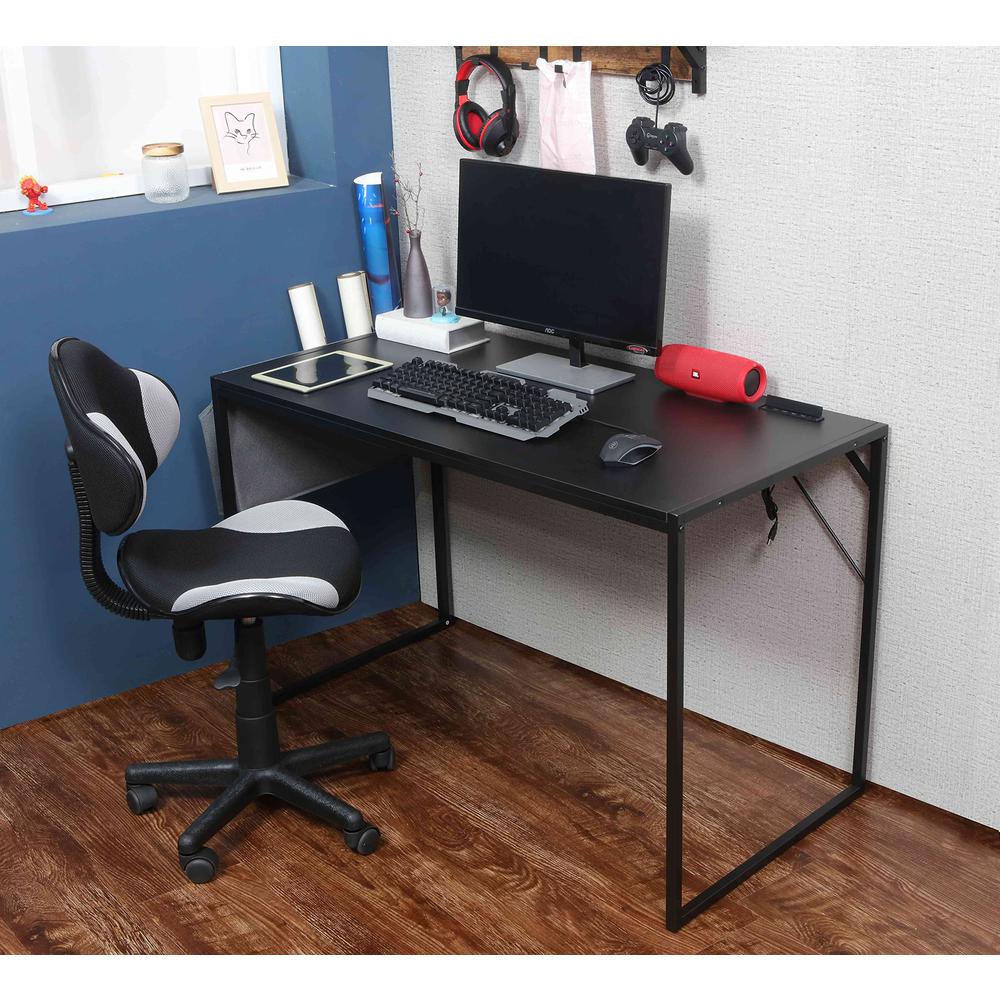 Small Computer Desk Simple Style Writing Desk, White/Pink. Picture 1