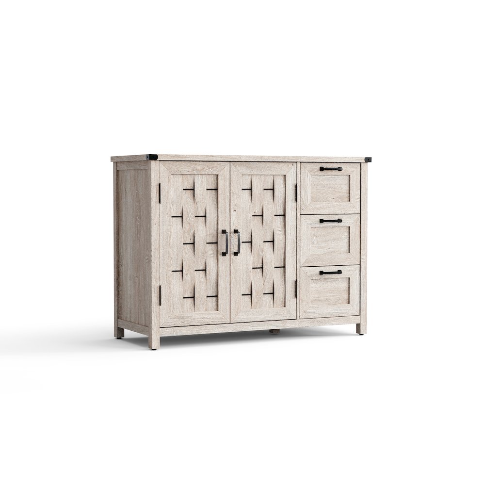 43" Farmhouse Sideboard Buffet Cabinet with Drawers and Shelves,Light Gray. Picture 1