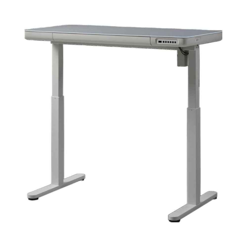 48" Electric Height Adjustable Standing Desk With Tempered Glass Top，White. Picture 1