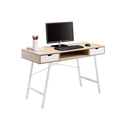 Home Office Writing Desk With Drawers, Mid Century White Oak. Picture 1
