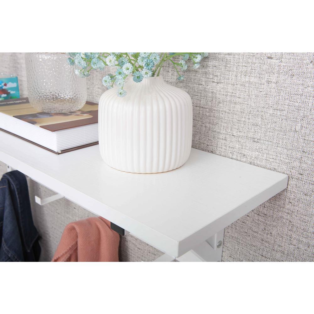 Floating Shelf Coat Rack, White, Set Of 3. Picture 4