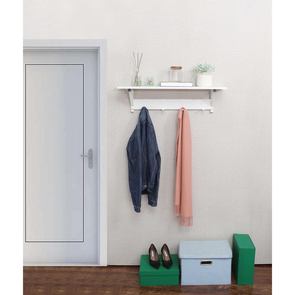 Floating Shelf Coat Rack, White, Set Of 3. Picture 2