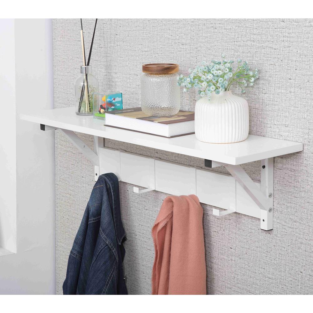 Floating Shelf Coat Rack, White, Set Of 3. Picture 5