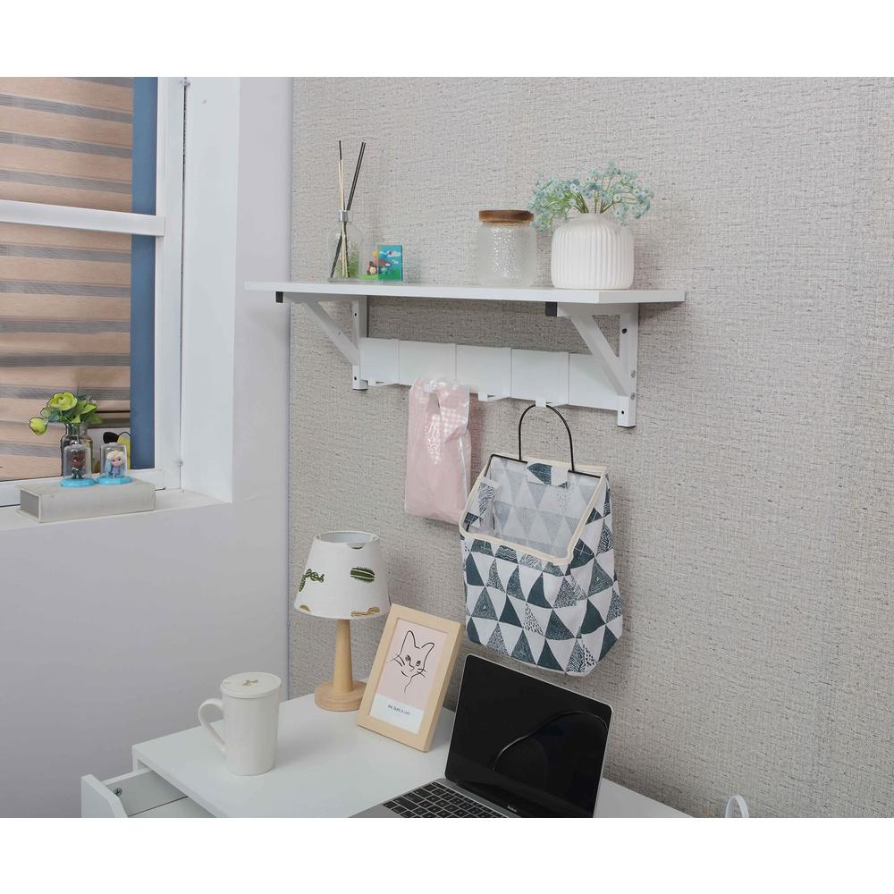 Floating Shelf Coat Rack, White, Set Of 3. Picture 3